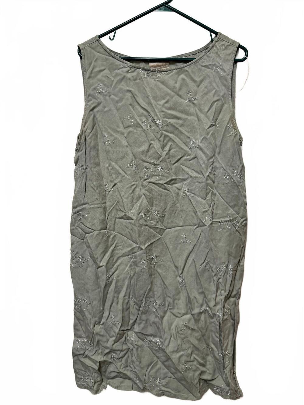 Coldwater Creek Tencel Embroidered Sleeveless Shift Dress Sage Green L